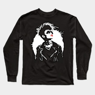 Classic Punk Portrait: Bold Fashion Statement Long Sleeve T-Shirt